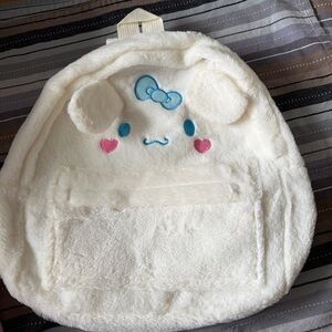 Cute White Plush Kids Backpack